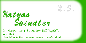 matyas spindler business card